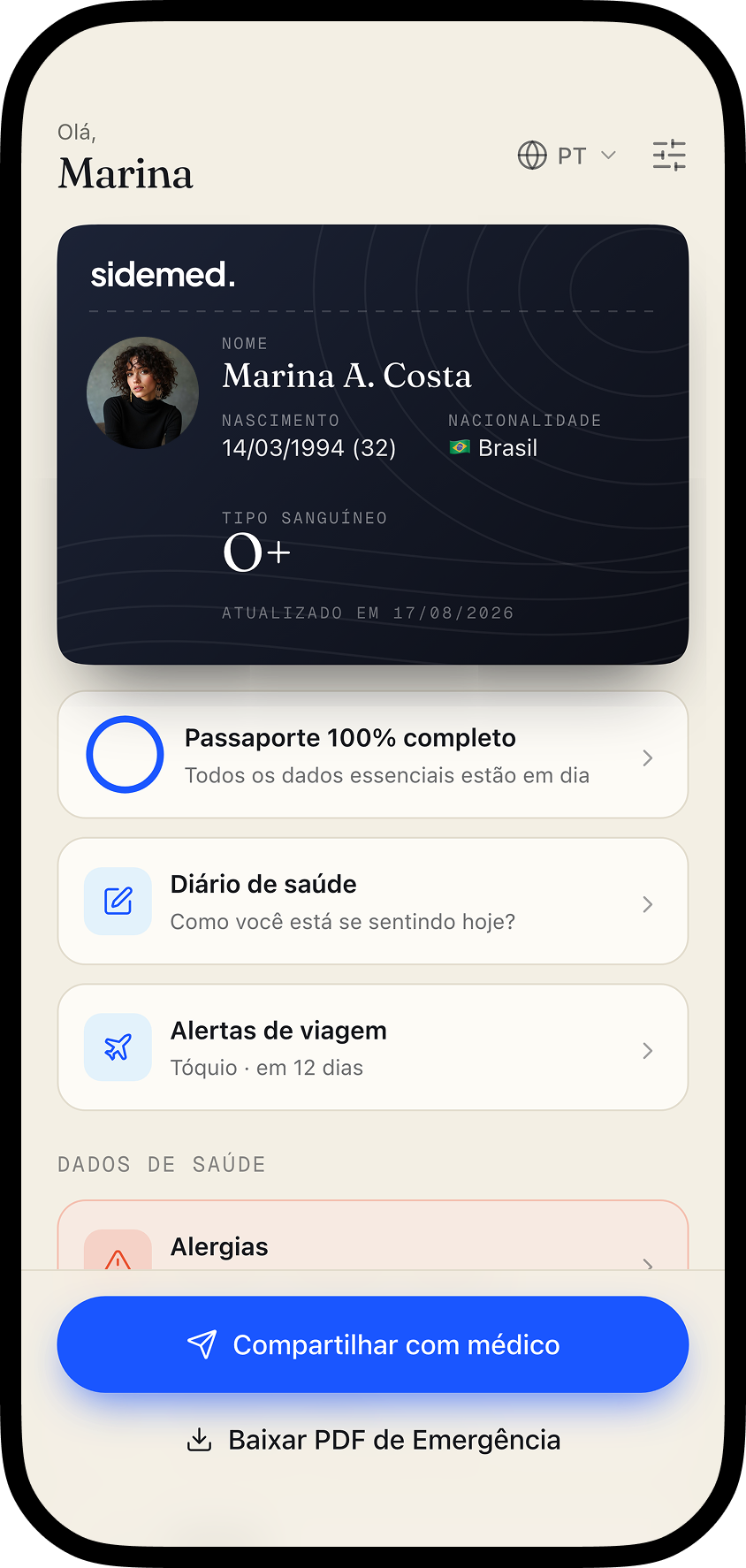 Prévia do aplicativo Sidemed